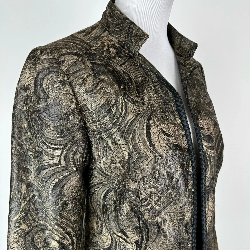Chico’s Brocade Braided Trim Jacket Size Small